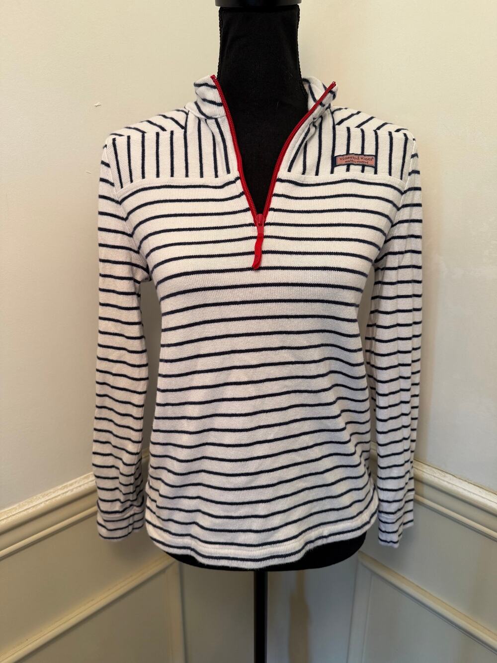 Vineyard Vines Mixed Stripe Americana Shep Shirt Quarter Zip Pullover Coastal
